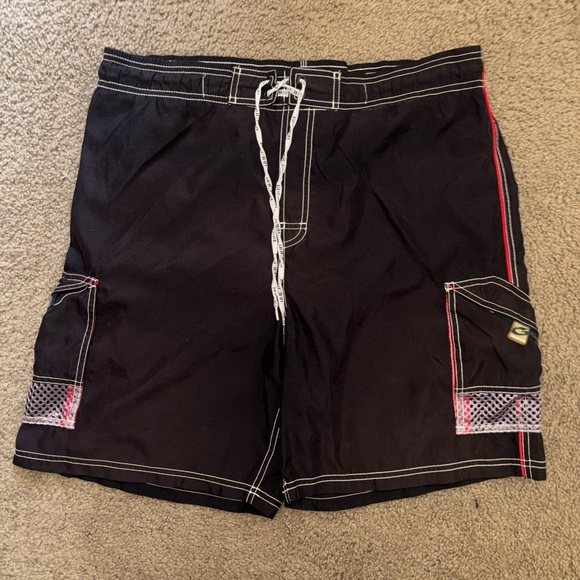 Gotcha. Red and Black Board Shorts with Sporty Design. Size S - Picture 1 of 5